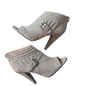 Sigerson Morrison Gray Peep Toe Ankle Booties with Stiletto Heel Size 6.5